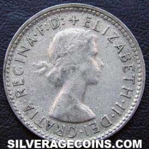 1962 (m) Elizabeth II Australian Silver Sixpence (Obverse)