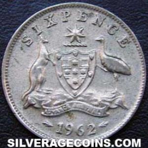1962 (m) Elizabeth II Australian Silver Sixpence (Reverse)