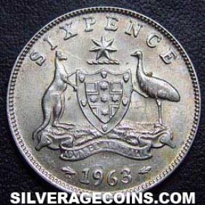 1963 (m) Elizabeth II Australian Silver Sixpence (Reverse)