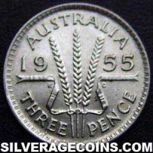 1955 (m) Elizabeth II Australian Silver Threepence (Reverse)