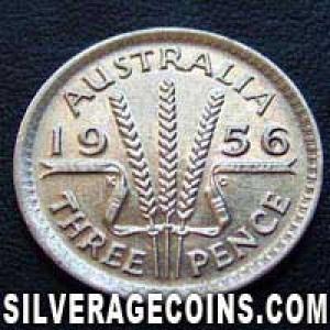 1956 (m) Elizabeth II Australian Silver Threepence (Reverse)