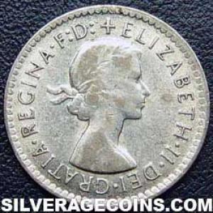 1958 (m) Elizabeth II Australian Silver Threepence (Obverse)