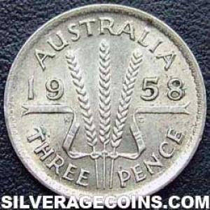 1958 (m) Elizabeth II Australian Silver Threepence (Reverse)