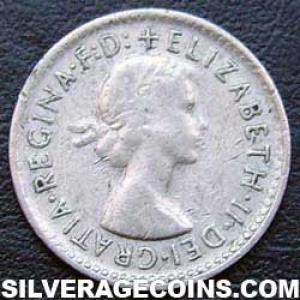 1960 (m) Elizabeth II Australian Silver Threepence (Obverse)