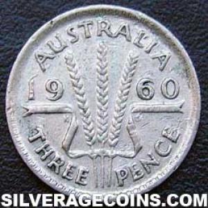 1960 (m) Elizabeth II Australian Silver Threepence (Reverse)