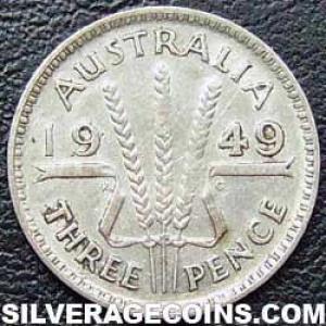 1949 (m) George VI Australian Silver Threepence (Reverse)