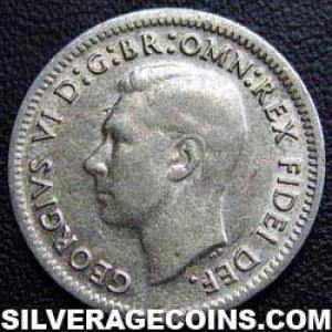 3 Peniques de Plata Australianos de Jorge VI 1950 (m) (Anverso)