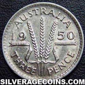 3 Peniques de Plata Australianos de Jorge VI 1950 (m) (Reverso)