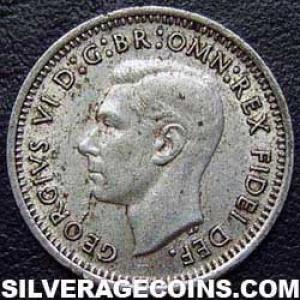 1951 (m) George VI Australian Silver Threepence (Obverse)