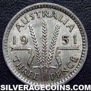 1951 (m) George VI Australian Silver Threepence (Reverse)
