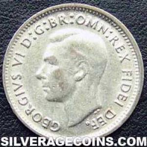 1952 (m) George VI Australian Silver Threepence (Obverse)