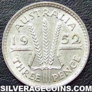 1952 (m) George VI Australian Silver Threepence (Reverse)