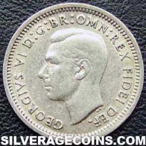 1951 PL George VI Australian Silver Threepence (Obverse)