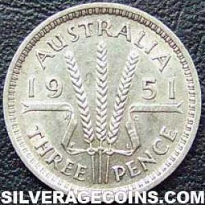 1951 PL George VI Australian Silver Threepence (Reverse)