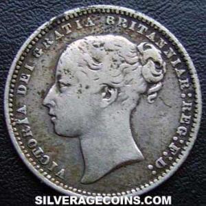 1871 Victoria British Silver "Young Head" Shilling (Obverse)