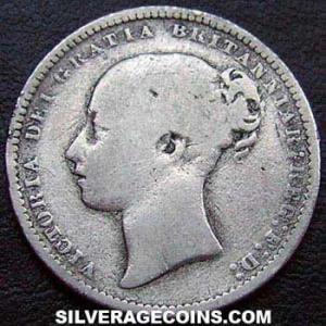 1873 Victoria British Silver "Young Head" Shilling (Obverse)