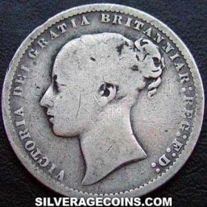Chelín "Young Head" de Plata Británico de Victoria 1874 (Anverso)