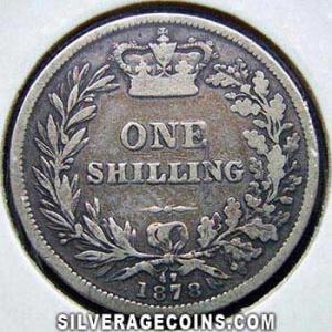 Chelín "Young Head" de Plata Británico de Victoria 1878 (Reverso)
