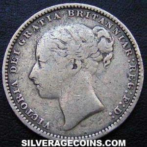 Chelín "Young Head" de Plata Británico de Victoria 1880 (Anverso)