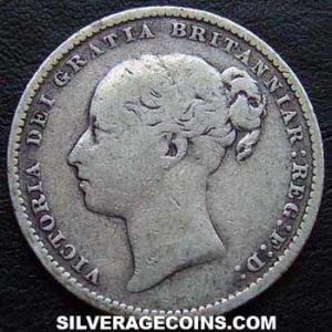 Chelín "Young Head" de Plata Británico de Victoria 1885 (Anverso)