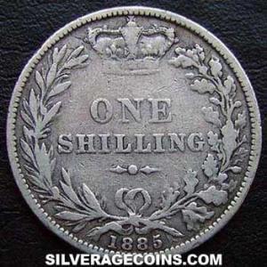 Chelín "Young Head" de Plata Británico de Victoria 1885 (Reverso)