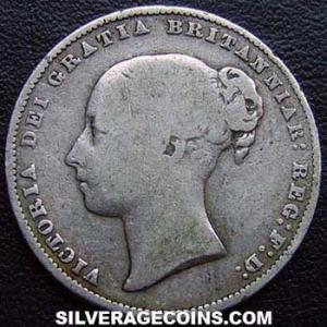 Chelín "Young Head" de Plata Británico de Victoria 1866 (Anverso)