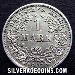 1907 D Wilhelm II German Silver Mark (Reverse)