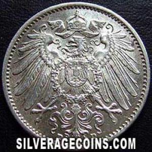 1915 D Wilhelm II German Silver Mark (Obverse)