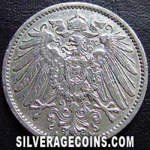 1905 A Wilhelm II German Silver Mark (Obverse)