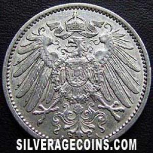 1907 A Wilhelm II German Silver Mark (Obverse)