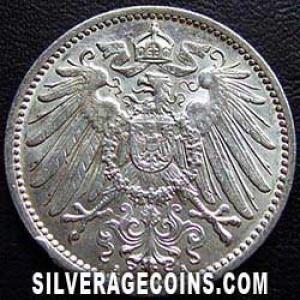 1914 A Wilhelm II German Silver Mark (Obverse)