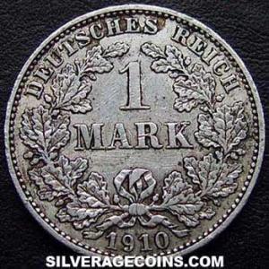 1910 E Wilhelm II German Silver Mark (Reverse)
