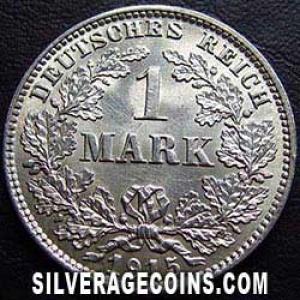 1915 E Wilhelm II German Silver Mark (Reverse)