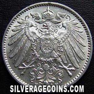 1915 F Wilhelm II German Silver Mark (Obverse)