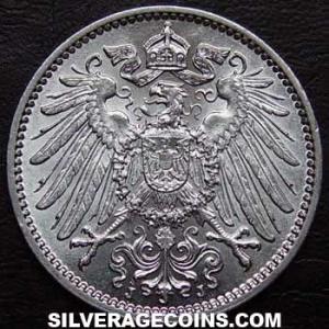 1914 J Wilhelm II German Silver Mark (Obverse)