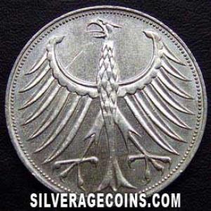 1969 D German Federal Republic Silver 5 Marks (Obverse)