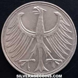 1951 D German Federal Republic Silver 5 Marks (Obverse)