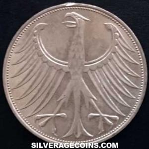 1974 D German Federal Republic Silver 5 Marks (Obverse)