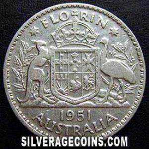 1951 (m) George VI Australian Silver Florin (Reverse)