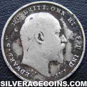 1910 Edward VII British Silver Threepence (Obverse)