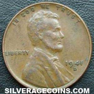 1941 D United States "Lincoln Wheat Penny" Bronze Cent (Obverse)
