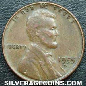 1955 D United States "Lincoln Wheat Penny" Cent (Obverse)