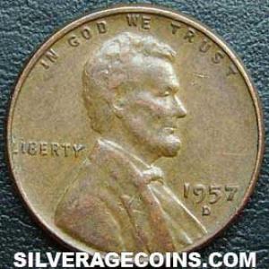 1957 D United States "Lincoln Wheat Penny" Cent (Obverse)