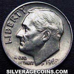 1965 United States "Roosevelt Dime" 10 Cents (Obverse)