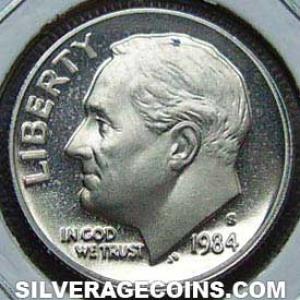 1984 S Proof United States "Roosevelt Dime" 10 Cents (Obverse)