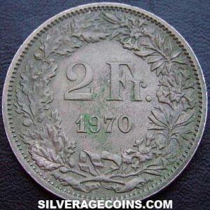 1970 Swiss 2 Francs (Reverse)