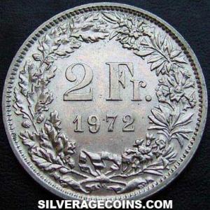 1972 Swiss 2 Francs (Reverse)