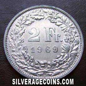 1969 B Swiss 2 Francs (Reverse)