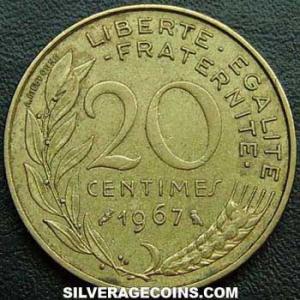 20 Nuevos Céntimos Franceses 1967 (Reverso)
