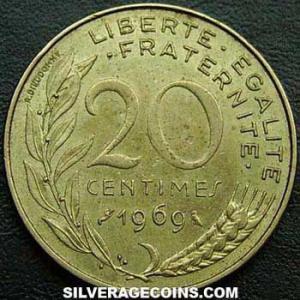 1969 French 20 New Centimes (Reverse)
